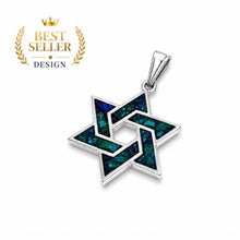 A sterling silver Star of David eilat stone pendant 