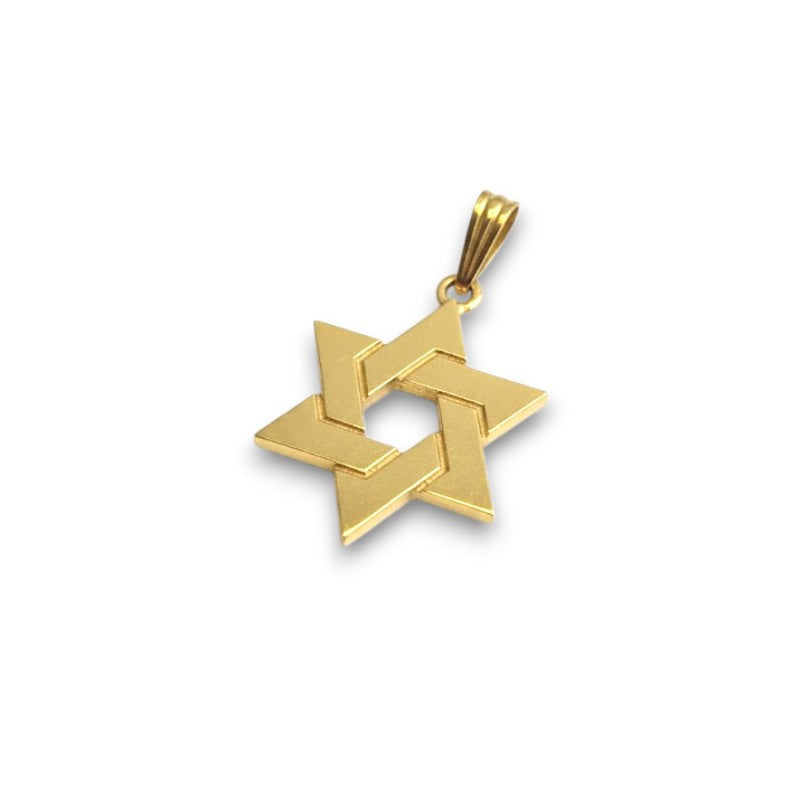 Gold Star of David pendant on a white background