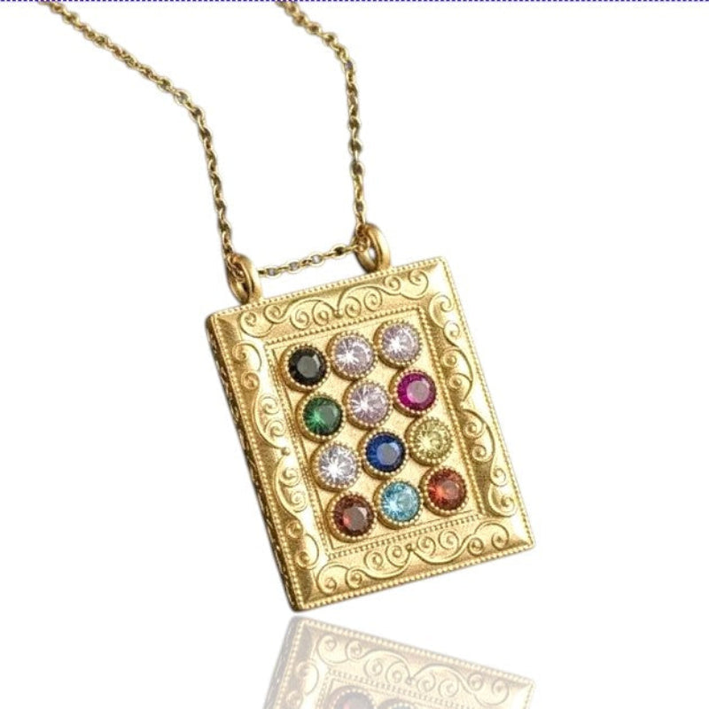 14K  gold hoshen pendant judaica jewelry from Israel 