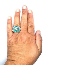 Eilat Stone Silver and 14k Gold Menorah Lion of Judah Men's Ring finger view