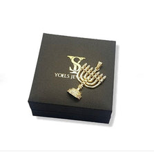18K Gold Menorah Pendant With Sparkling Diamonds