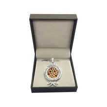 Gold & 925 Silver Pomegranate Pendant set With Garnets ,Hebrew Verse Pendant ,Jewish Pendant,Pomegranate Pendant