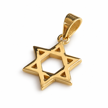 Gold Star of David pendant on a white background