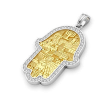 Gold Jerusalem Hamsa diamonds pendant