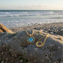 gold roman glass star of david pendant