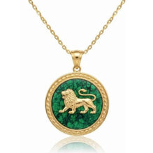 Gold  lion of Judah necklace with a eilat stone stone pendant