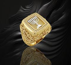 14k Gold Jerusalem Ring with diamonds