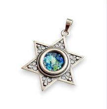 roaman glass silver star of david pendant