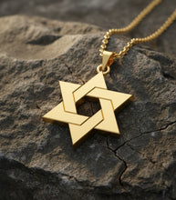 14K GOLD STAR OF DAVID PENDANT ON ROCK 