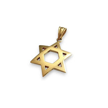 Gold Star of David pendant on a white background