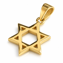 Gold Star of David pendant on a white background