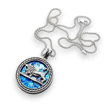 Unisex 925 Sterling Silver Roman Glass Lion of Judah Pendant