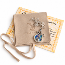 925 silver roman glass Lyre pendant