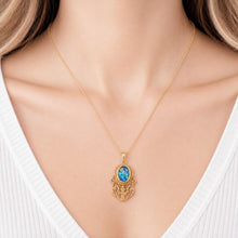 14K Gold Roman Glass Hamsa Pendant | Authentic Ancient Roman Glass | Handmade in Israel