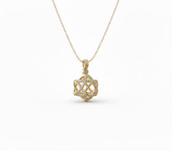 14k Gold Star of David Pendant Lab diamonds Judaica Necklace