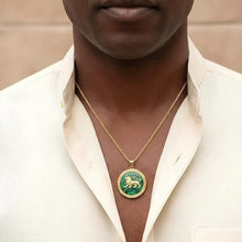 14k Gold Eilat Stone Lion of Judah Necklace for Men