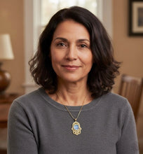 Large 14k Gold Yemenite Roman Glass Hamsa Pendant