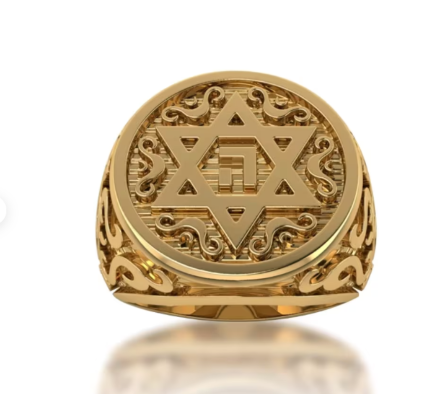 14K Gold Star of David Ring Men Ring ,Jewish Ring,Star of David Ring,Jerusalem Ring