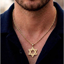 14K Gold mens star of david pendant 
