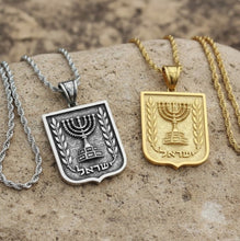 gold Emabalem menorah pendant 