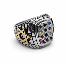 Hoshen Ring – 925 Sterling Silver & 9k Gold Star of David Ring | Twelve Tribes of Israel