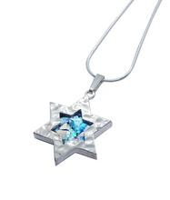 925 Silver Roman Glass Star of David  Pendant