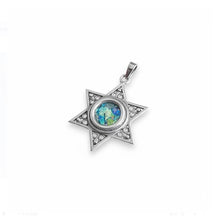 925 Silver Star of David Roman Glass Pendant Necklace