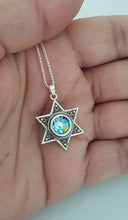 925 Silver Star of David Roman Glass Pendant Necklace