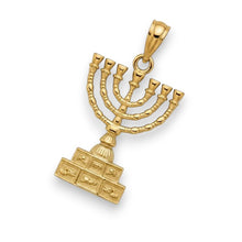 14K gold menorah pendant 