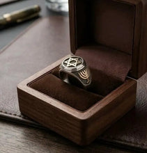 Star of David ring 925 silver and gold Lion of Judah men ring
