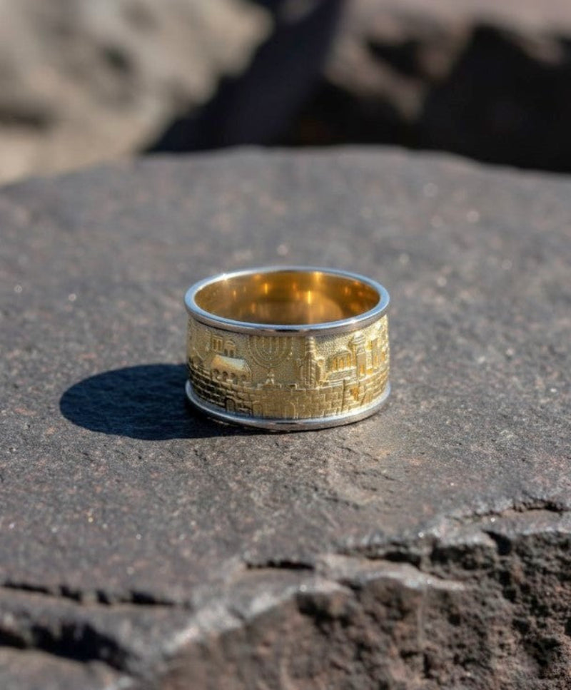 solid gold Jerusalem ring for men or women 