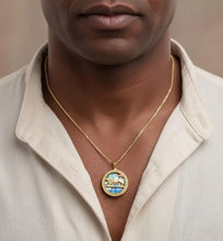  gold  lion meggido roman glass necklace 