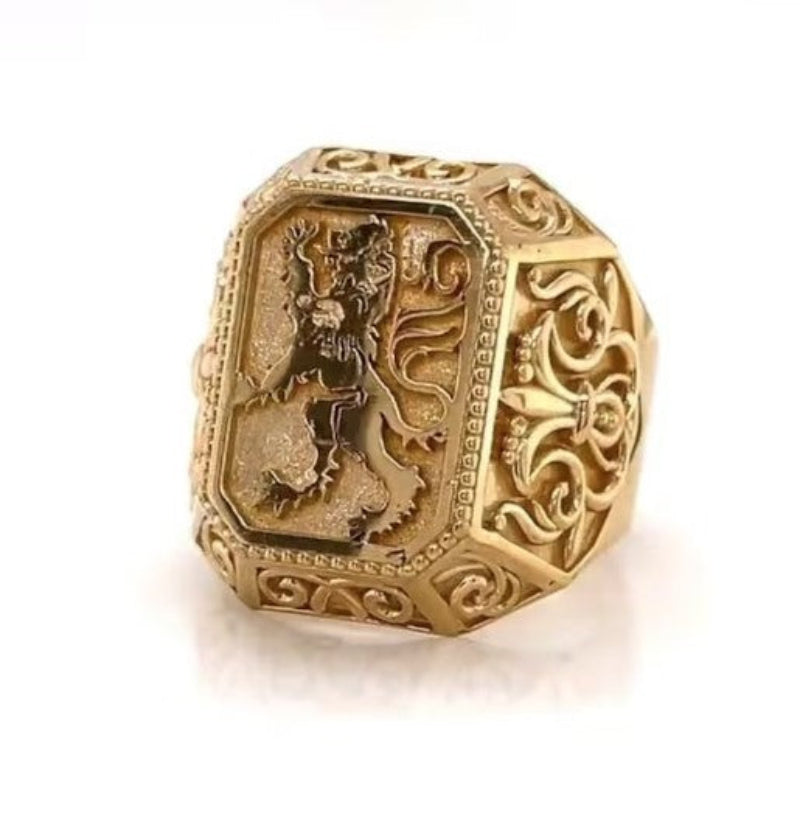 14k Solid Gold Lion Ring,Men Ring,Lion Of Judah Ring for Men
