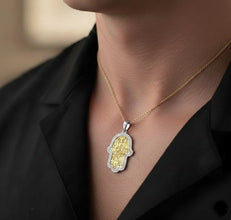 Unisex 14k Gold Diamonds Jerusalem Hamsa Pendant
