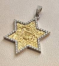 14K Star of David Jerusalem Pendant With Lab Diamonds