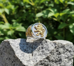 925 Silver Gold  Lion of Judah Gold  Mens Ring