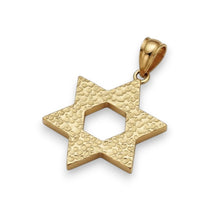 Gold Star of David pendant on a white background