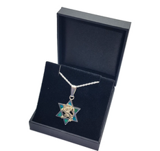 Eilat stone star of David Lion pendant  in box
