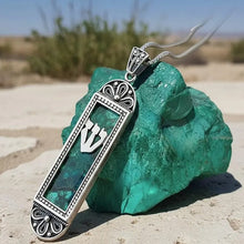 Silver yemenite filigree Mezuzah with Eilat Stone