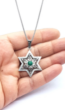 925 Silver Star of David Pendant Filigree Work With Eilat stone
