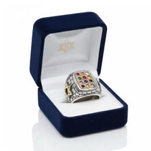 9k Gold Silver Star of David Hoshen Ring