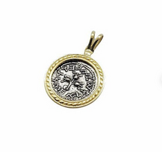 14k Gold Ancient Silver Half Shekel Coin Replica Necklace, Jewish Revolt Temple Coin pendant, Anceint Coin From Israel
