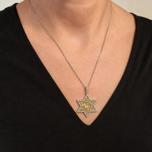 Elegant gold Star of David necklace with diamonds on woman Jewish jewelry gift for her