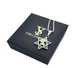 925 Silver 9K Gold Eilat Stone Jewish Pendant ,Eilat Stone Star of David Pendant,Star of David Pendant, Lion of Judah Necklace,Lion Pendant