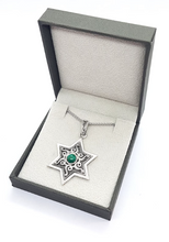925 Silver Star of David Pendant Filigree Work With Eilat stone