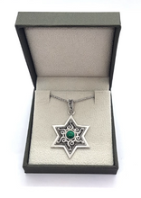 925 Silver Star of David Pendant Filigree Work With Eilat stone