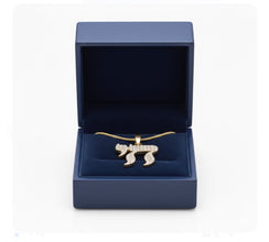 14k Gold Hebrew Chai Pendant Diamonds,Jewish Symbol Necklace