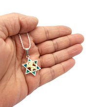 925 Silver 9K Gold Eilat Stone Jewish Pendant ,Eilat Stone Star of David Pendant,Star of David Pendant, Lion of Judah Necklace,Lion Pendant