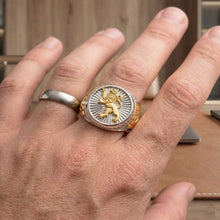 925 sterling silver ring with gold Jewish symbols men