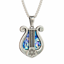 silver roman glass harp pendant with chain